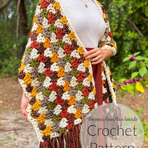 CROCHET PATTERN The Autumn Leaves Shawl Chunky Fringe Crochet Shawl / Wrap / Scarf, diy Pattern, Instant Download PDF image 6