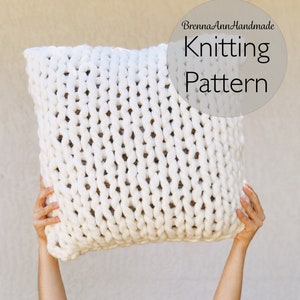 KNITTING PATTERN - The Cloud Pillow Cover, Instant Download PDF, Knit diy Easy-Intermediate Skill Level by BrennaAnnHandmade