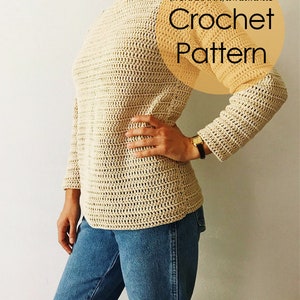 CROCHET PATTERN The Sand Dune Sweater Crochet Lightweight Sweater, Crocheted Pullover, Intermediate DIY Sweatshirt by BrennaAnnHandmade image 5