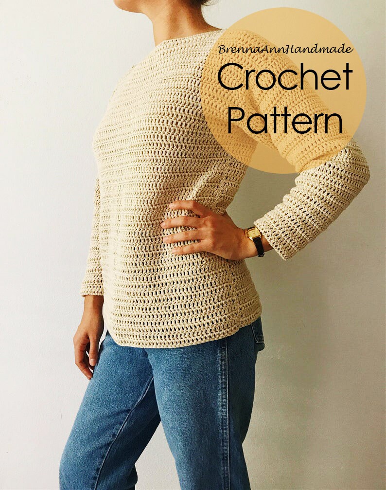 CROCHET PATTERN The Sand Dune Sweater Crochet Lightweight Sweater, Crocheted Pullover, Intermediate DIY Sweatshirt by BrennaAnnHandmade image 5