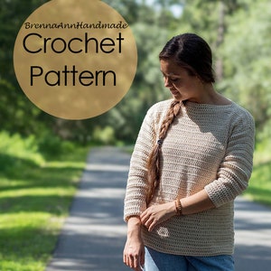 CROCHET PATTERN The Sand Dune Sweater Crochet Lightweight Sweater, Crocheted Pullover, Intermediate DIY Sweatshirt by BrennaAnnHandmade image 7