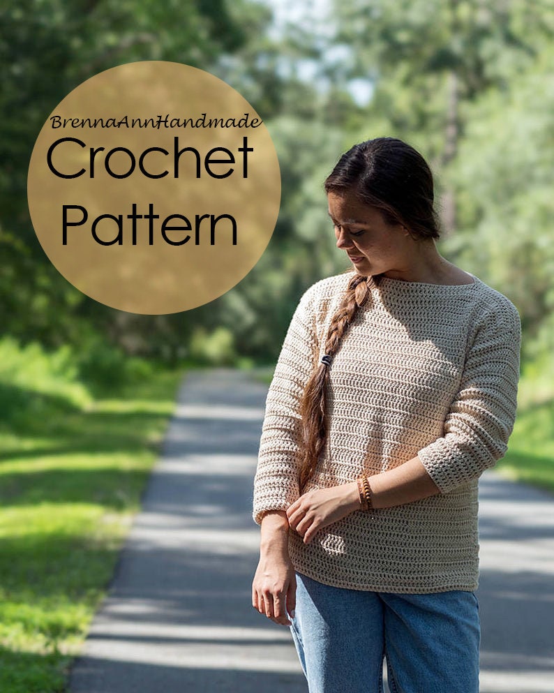 CROCHET PATTERN The Sand Dune Sweater Crochet Lightweight Sweater, Crocheted Pullover, Intermediate DIY Sweatshirt by BrennaAnnHandmade image 7