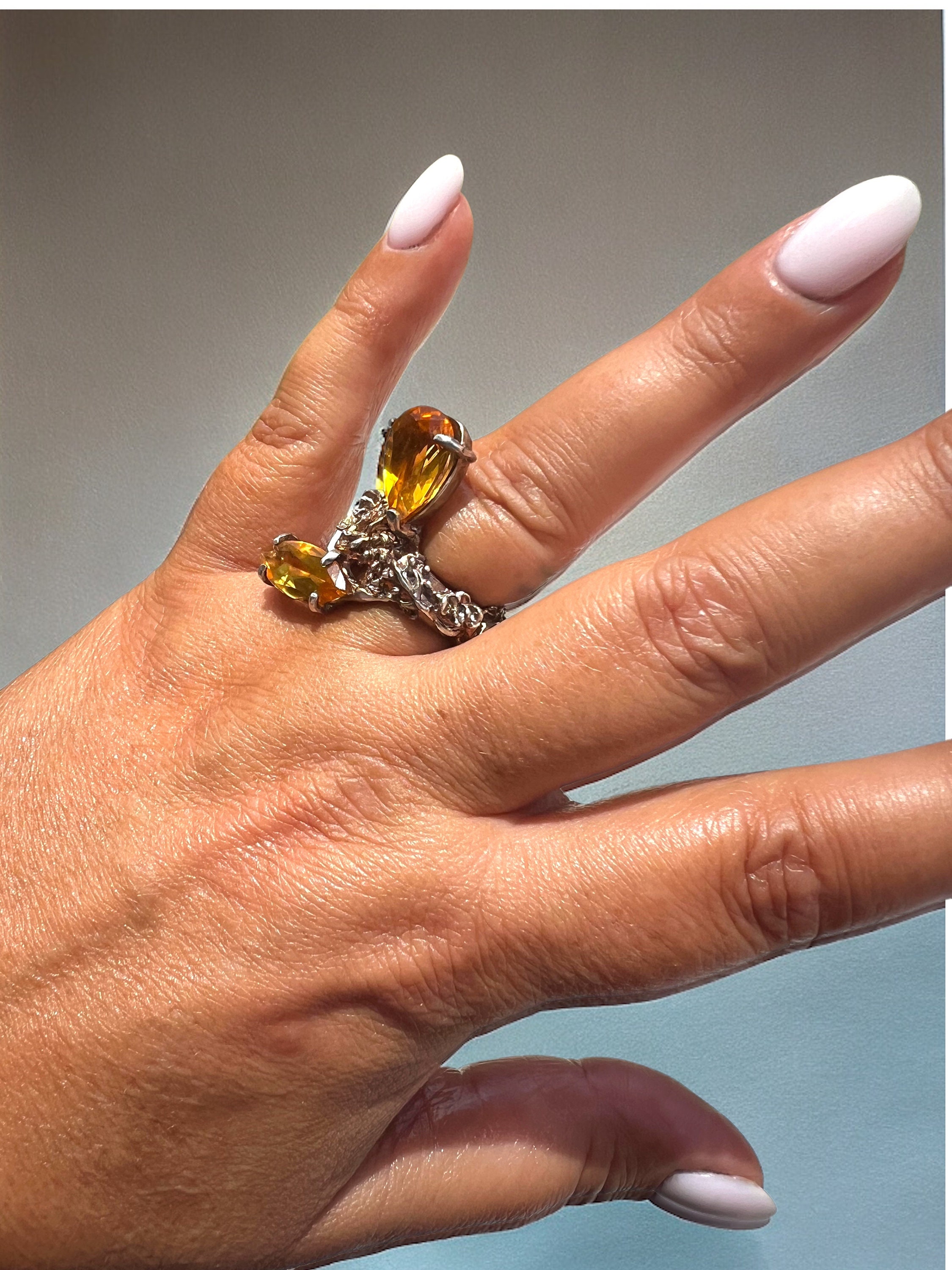 シトリンシルバーリング：ハンドメイドの自然からインスピ