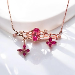 One-of-a-Kind Handcrafted Rose Gold Choker Necklace with Rare Ceylon Padparadscha Sapphire, rubies & Moissanites