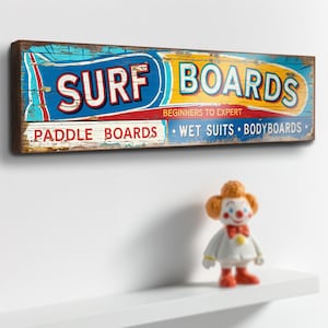 Surfboards Sign Retro Style Surf Shack Paddle Boards Bodyboards Surfing Shop Sign