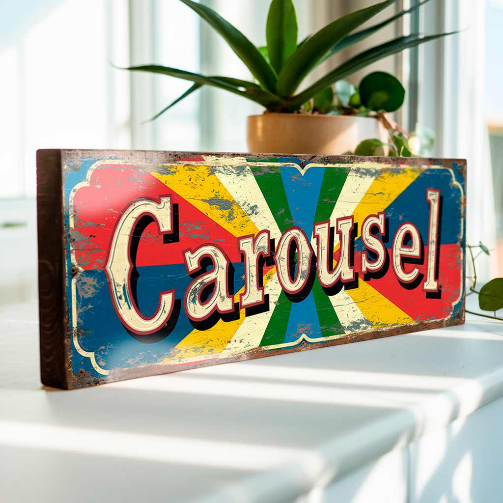 Carousel Rides Sign Carousel Funfair Sign Fairground Vintage Style Amusement Park Decor ...