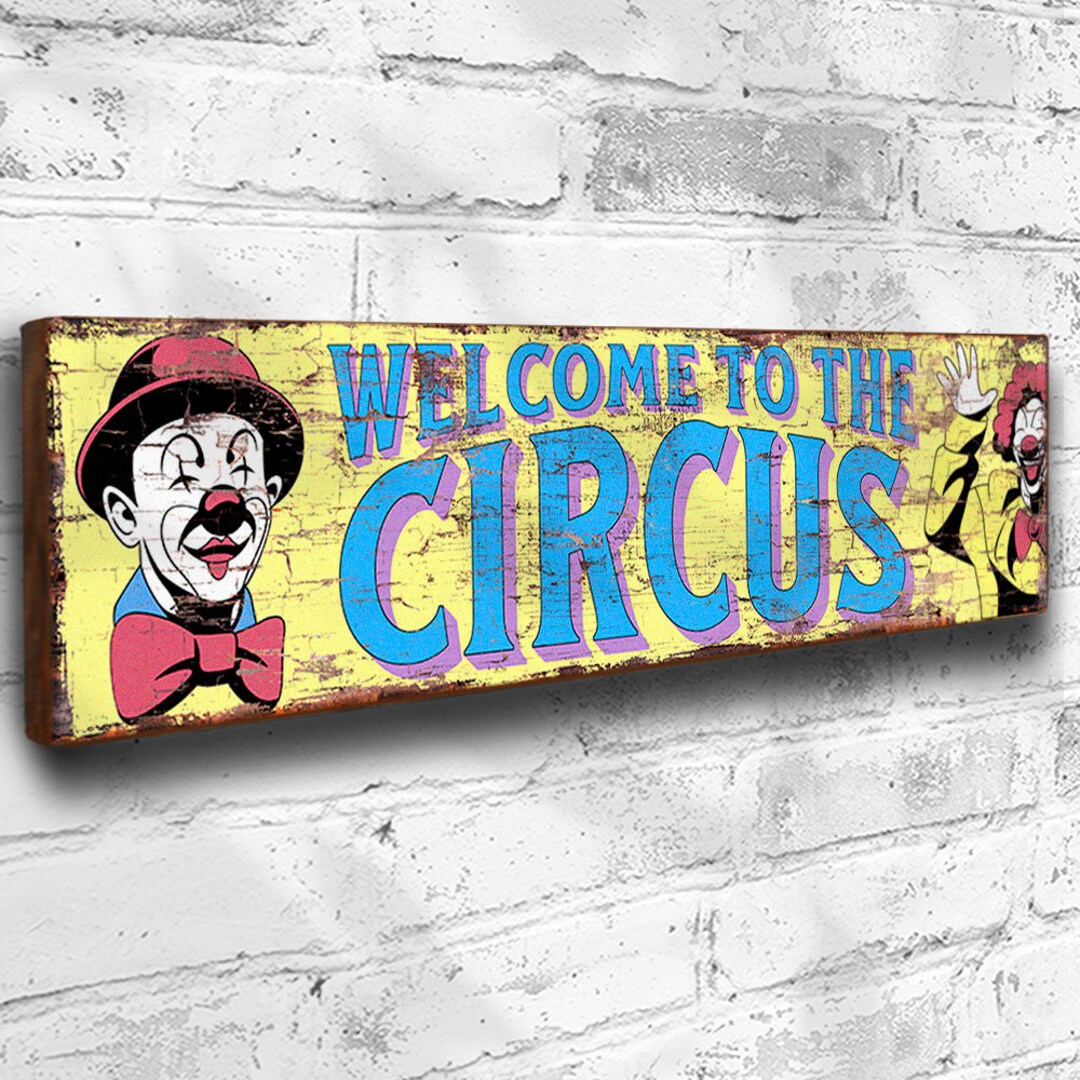 Welcome Circus Sign, Large Retro Style Circus Sign, 58cm X 15cm Wooden