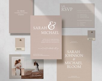 Minimalist Wedding Invitation Suite Canva Template | Elegant Invitation Template Set | Modern Wedding Invitation | Modern Invite Bundle