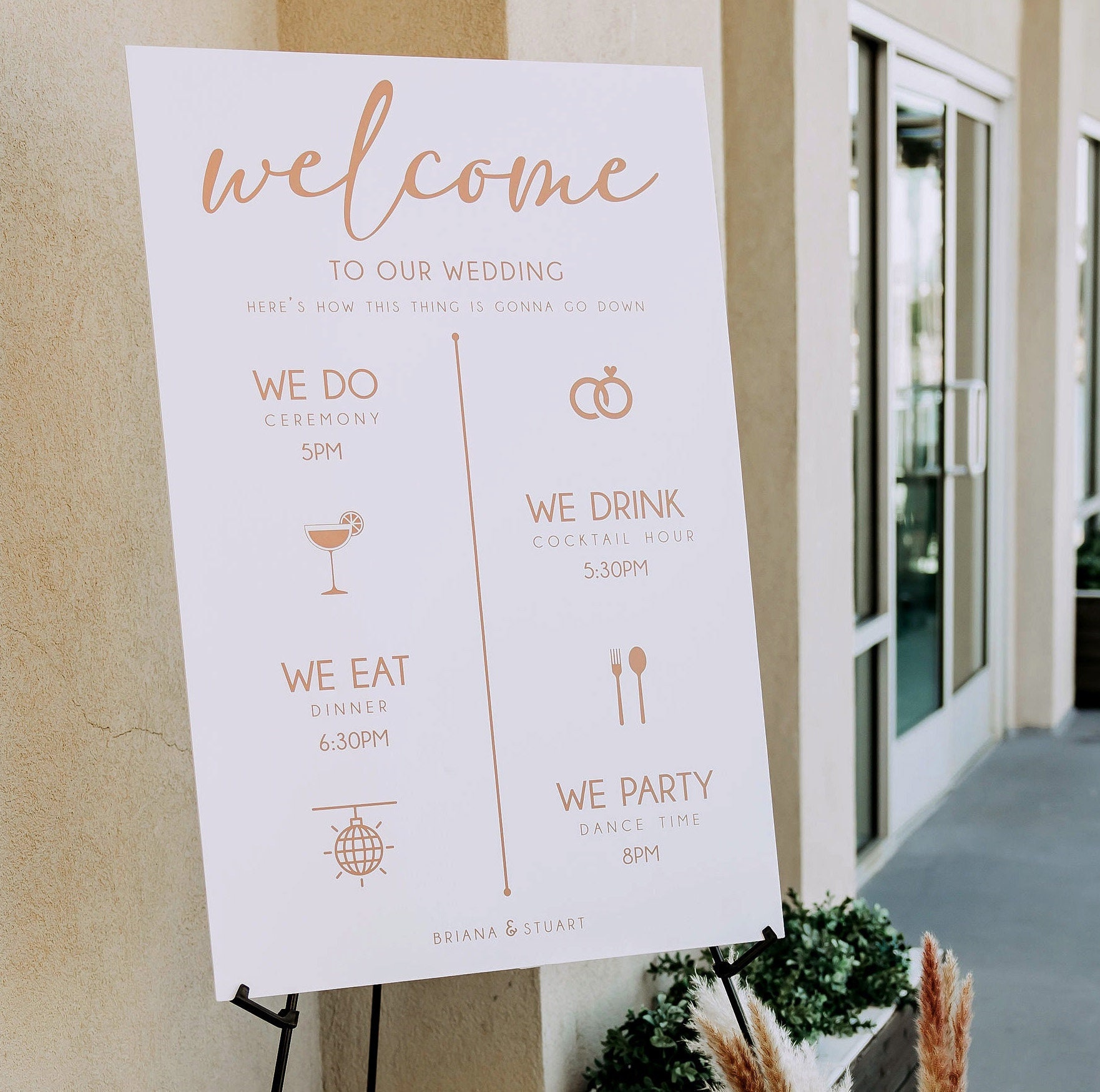 Modern Wedding Welcome Sign Canva Template, Wedding Day Icons, Wedding ...