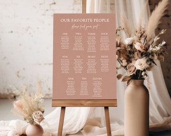Minimalist Wedding Seating Chart Template | Modern Wedding Sign | Find Your Seat | Elegant Seating Chart for Wedding | Our Favorite People