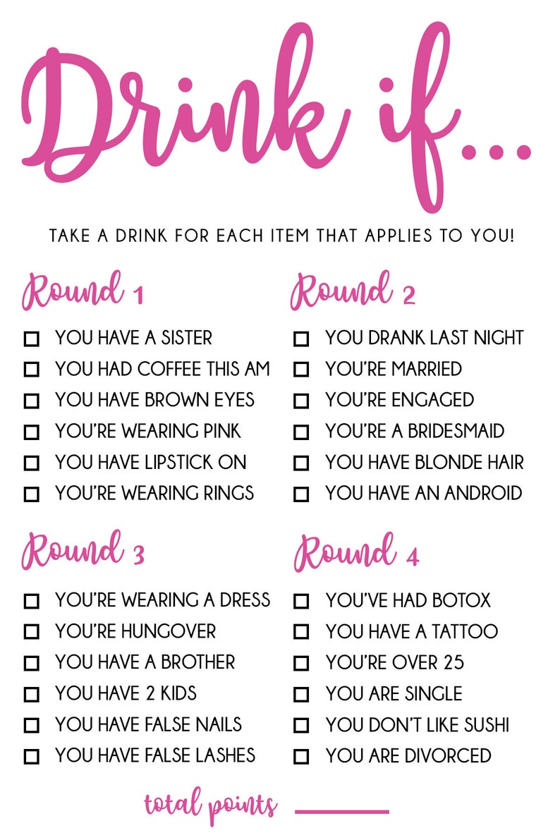 Drinking Games for Bachelorette Party Games Set for - Etsy