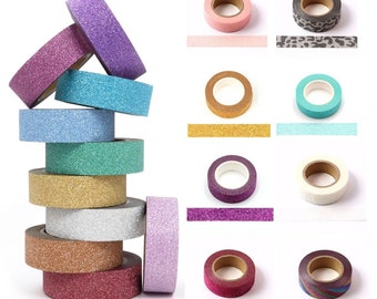 Glitter Tape 10m Pink Gold Turquoise Blue Rose Gold Copper Silver Green Washi Sparkle