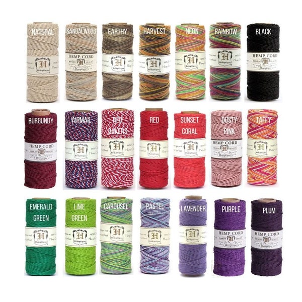 1mm Hemp Cord Hemptique 62.5m Eco Friendly Macrame Twine 45 Colours