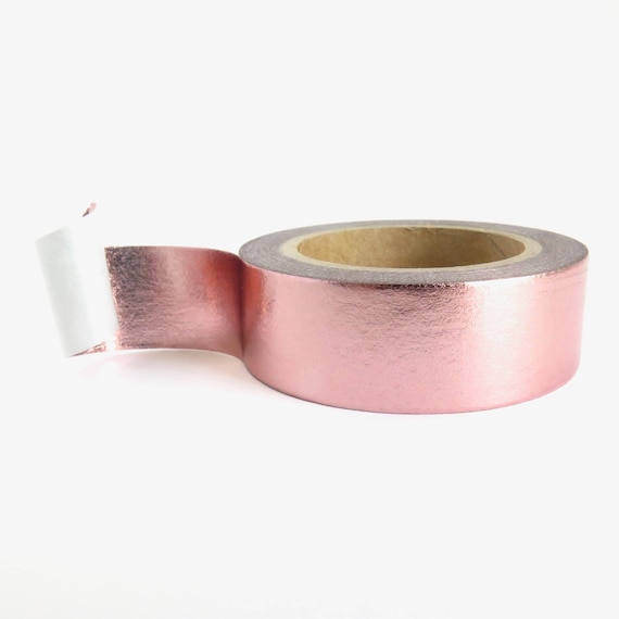 Washi Tape Rose Pink Gold Metallic Foil Plain Solid 10 Metres 