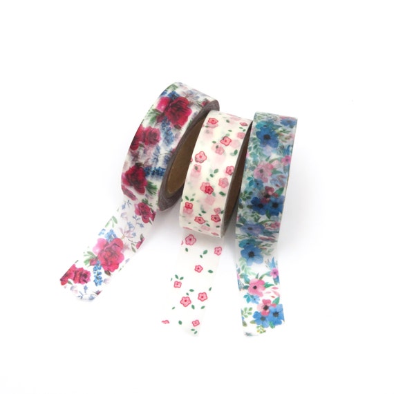 Floral Washi Tape Set Flowers Roses 3 x 10 metres Etsy
