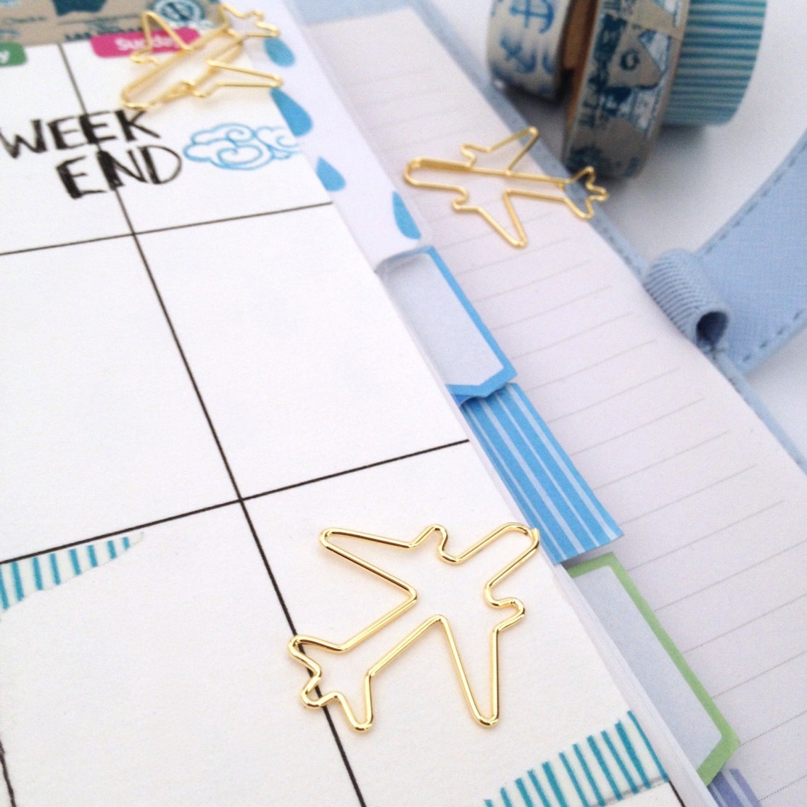 Gold Paper Aeroplane Clips Travel Planner Accessories Airplane Etsy