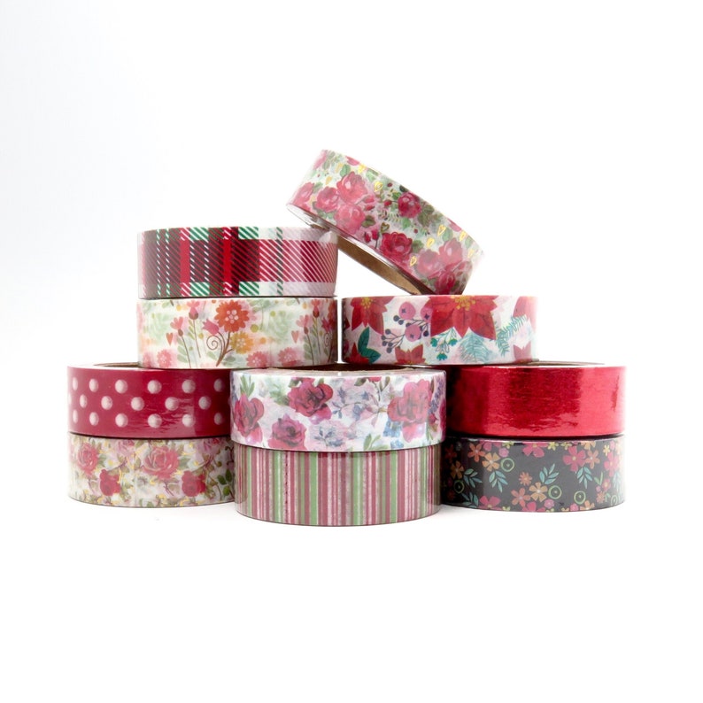 Washi Tape Set Floral Flowers Multi-Coloured 12 x 10m