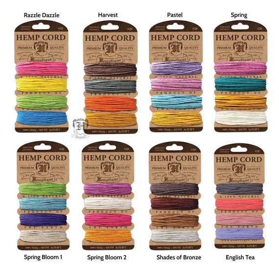 Hemptique Hemp Cord Macrame Twine Card of 4 Colours 