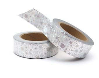 Starry Washi Tape Silver Metallic Foil Christmas 10m