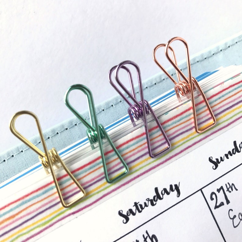 Planner Paper Clips Spring Wire Metallic Binder Accessories x Etsy
