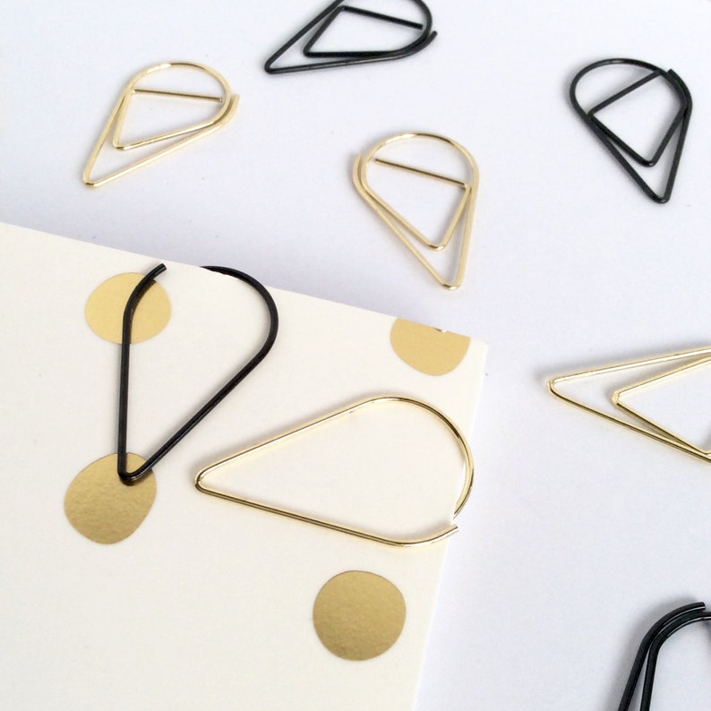 Paper Clips Planner Accessories Black Teardrop Page Marker X 6 Etsy