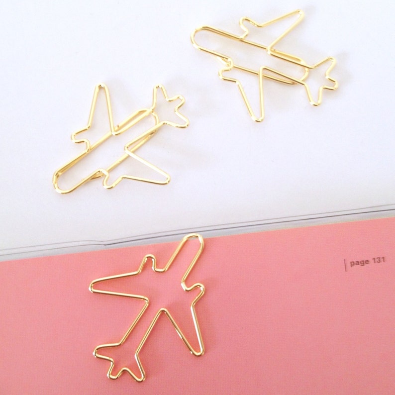 Gold Paper Aeroplane Clips Travel Planner Accessories Airplane Etsy