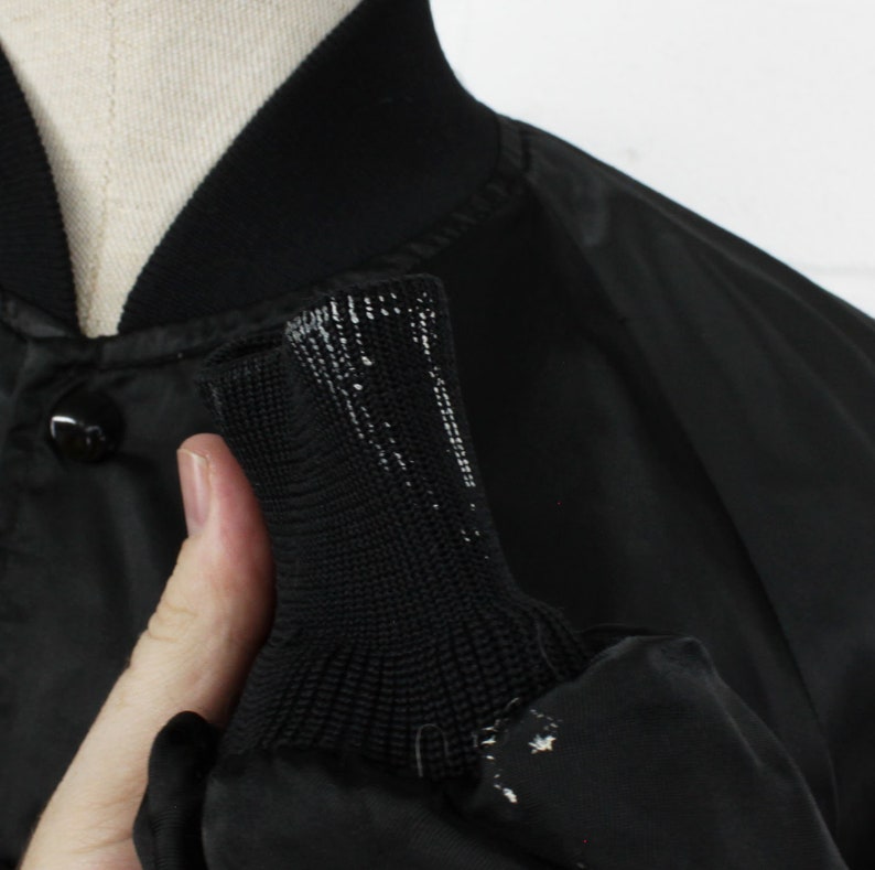 Vintage 80s Ford Racing Jacket Large Satin Nylon Shiny Button Up Black Jacket