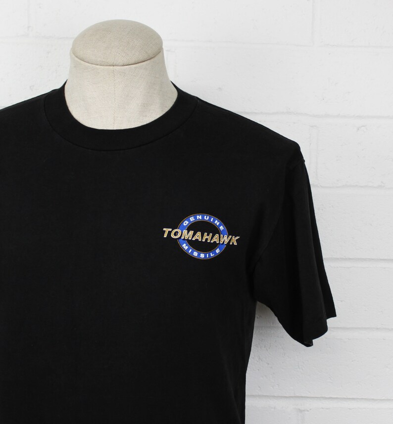 Vintage 90s Tomahawk Missile Shirt Black Medium High Def Military Weapons Engineer Tee T Shirt