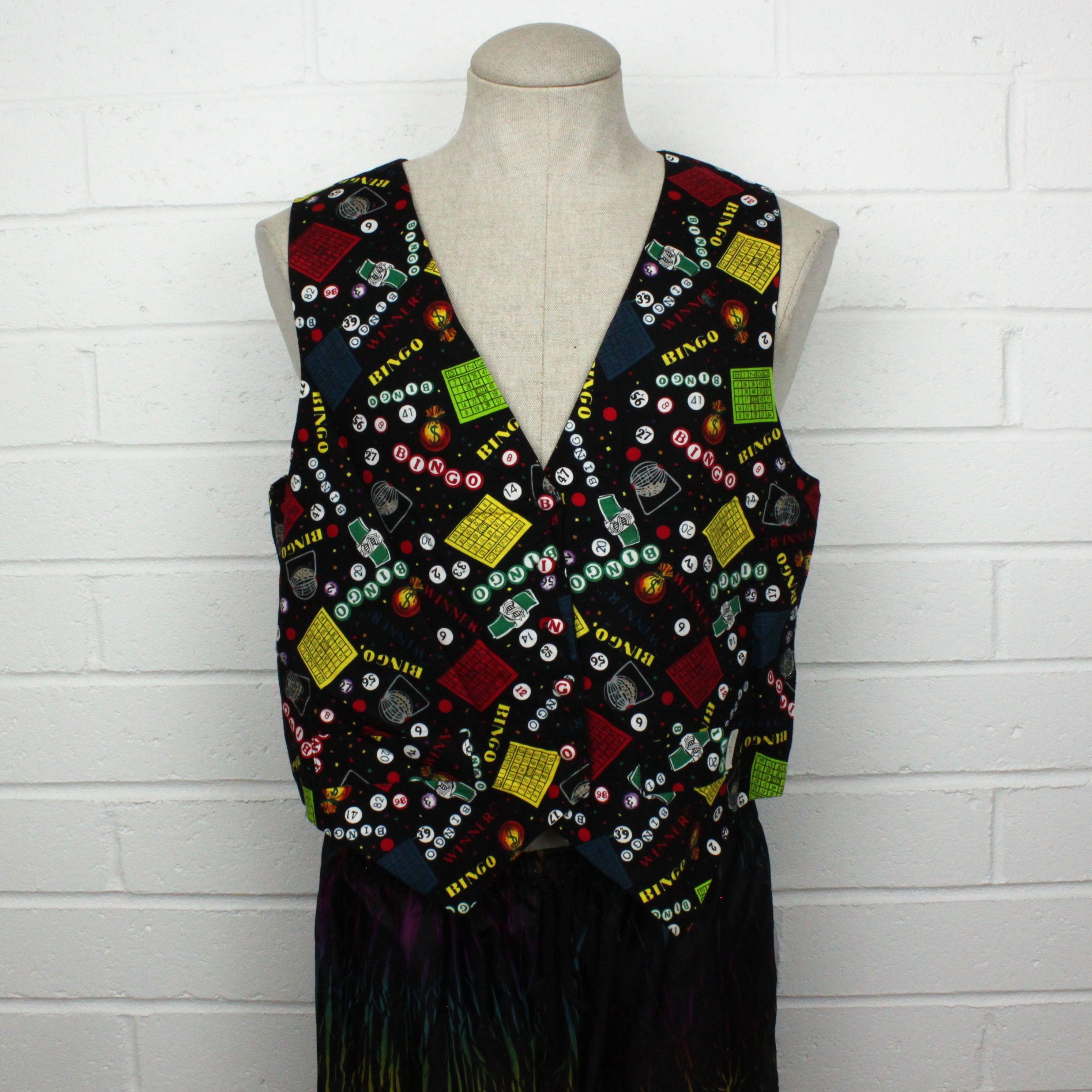 Vintage 80s/90s Casino Night BINGO Vest Black All Over Print | Etsy