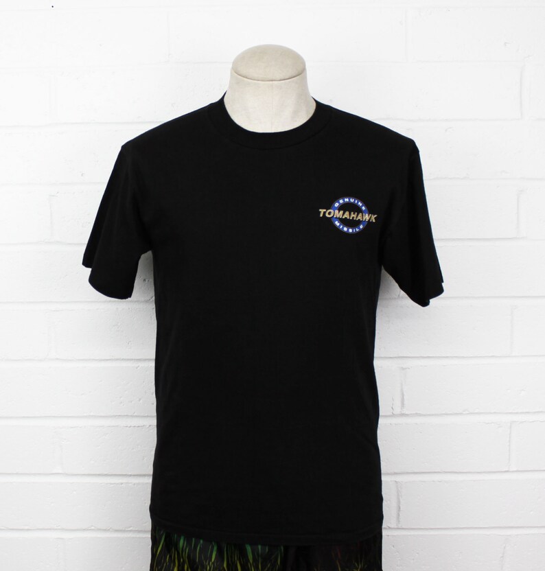 Vintage 90s Tomahawk Missile Shirt Black Medium High Def Military Weapons Engineer Tee T Shirt