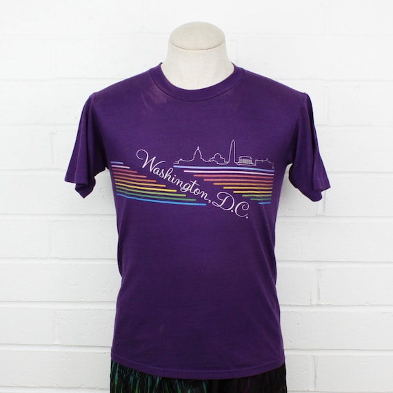 Vintage 80s Washington DC Medium Shirt Rainbow Pur