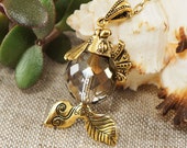 Golden Metallic Clear Crystal Czech Glass Gold Fish Pendant Necklace Marine Maritime Summer Boho Charm Jewelry Girls Women Gift for Her 6540