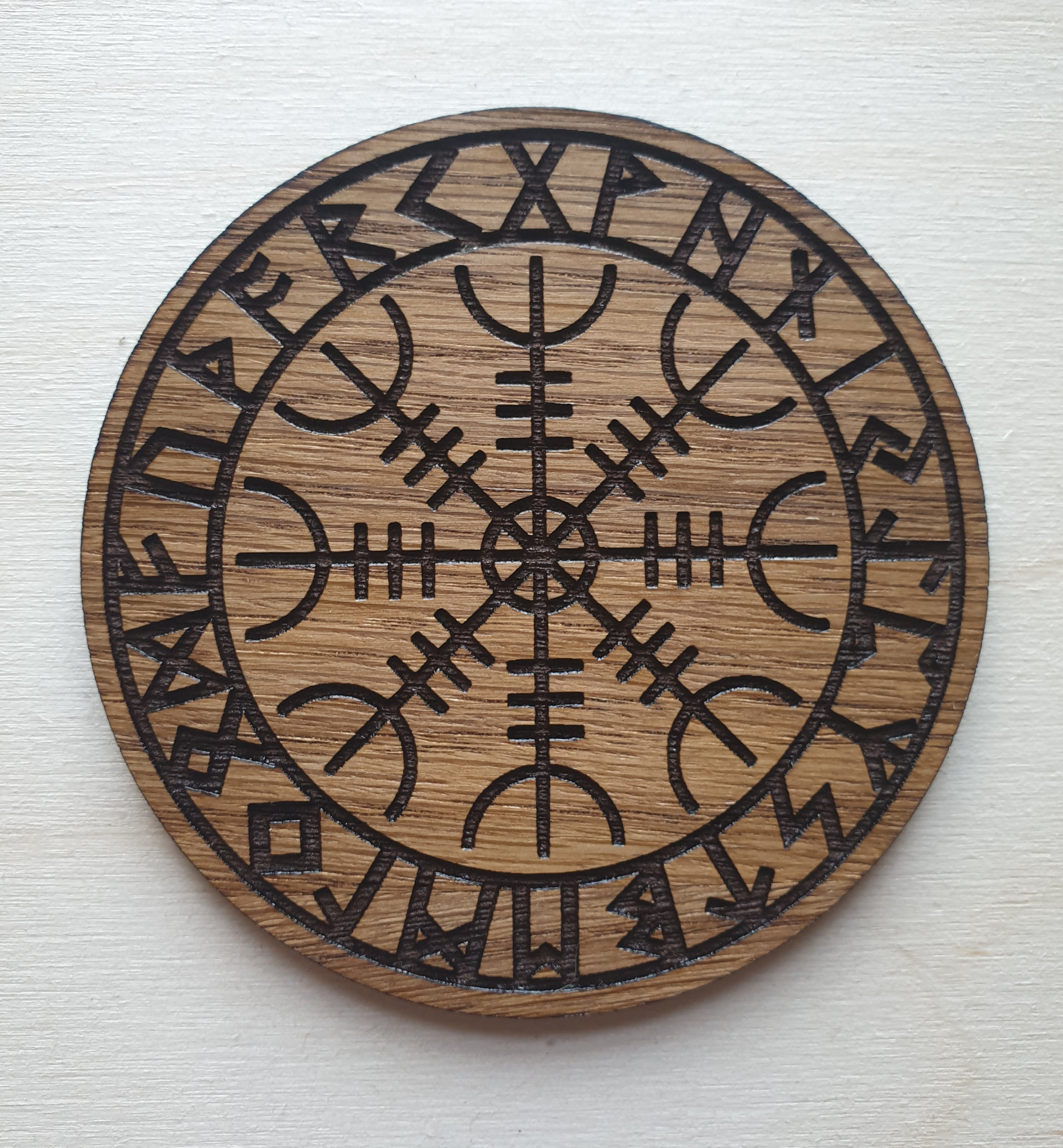Aegishjalmur protection Laser cut gift Viking Inspired Wooden Coaster 