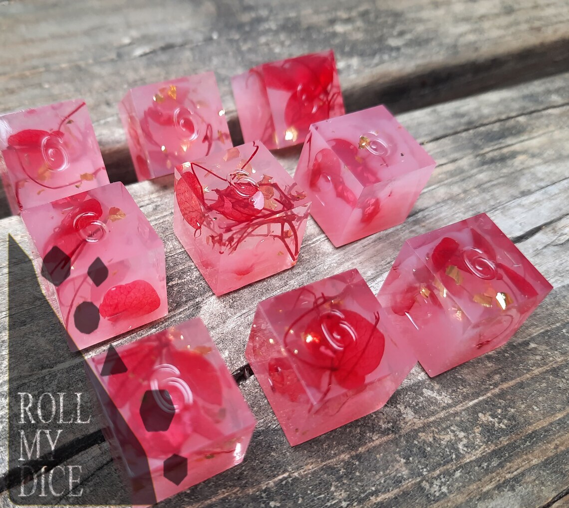 Frosted Rose Set of 9 D6 Dice Etsy