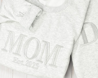 Embroidered Dad Sweatshirt: Personalized Kids Names, Pregnancy Reveal Gift