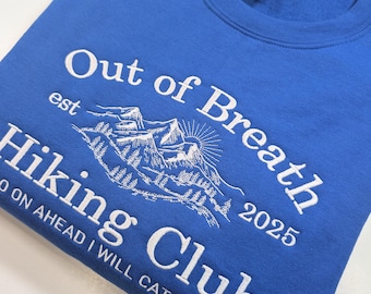 Out of Breath Hiking Club' Embroidered Sweatshirt: Nature Lover Gift