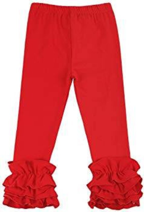 red ruffle leggings