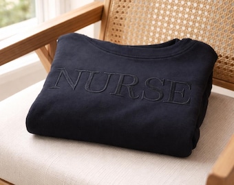 Personalized Embroidered Nurse Sweatshirt, RN Graduation Gift, Custom Crewneck Hoodie