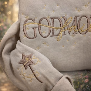 Personalized Godmother Sweatshirt, Embroidered Gift, Godmom Hoodie, Baptism Christening