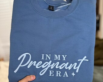 In My Pregnant Era Embroidered Sweatshirt, Pregnancy Announcement Crewneck, New Mom Hoodie