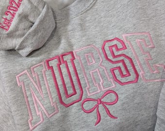 Embroidered Nurse Sweatshirt: Custom RN Crewneck or Hoodie