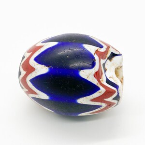 Antique Old Venetian 6 Layer Blue Chevron African Trade Bead 30x25mm [ACB107]