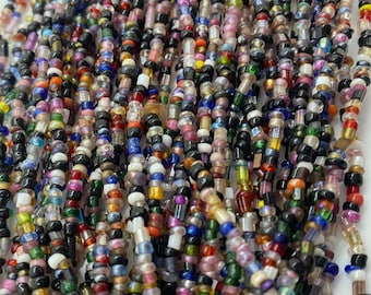 Multi Colored Seed Bead Strand 48" Strand, Various colors and shapes Seed Beads 1mm-6mm beads, Colorful Seed Beads