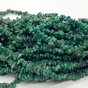 Malachite Natural Gemstone Chip Bead, Green Gemstone, Protection stone, 34&quot; Strand