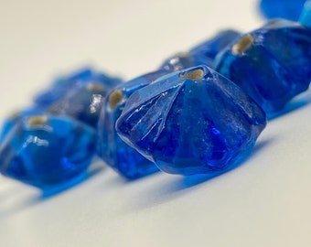 Czech &quot;Vaseline&quot; Glass Beads Various Colors African Trade Beads Plum Purple Royal Blue Sky Blue Ruby Red Translucent  11 beads 10mm