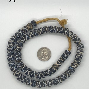 Antique Venetian Black and White Rattle Snake African Trade Bead Strand ...