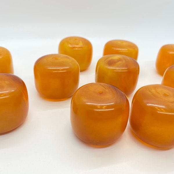 Vintage LARGE Amber African Trade Bead Mali Copal African Trade Bead Orange Natural Beads 1.5" Round