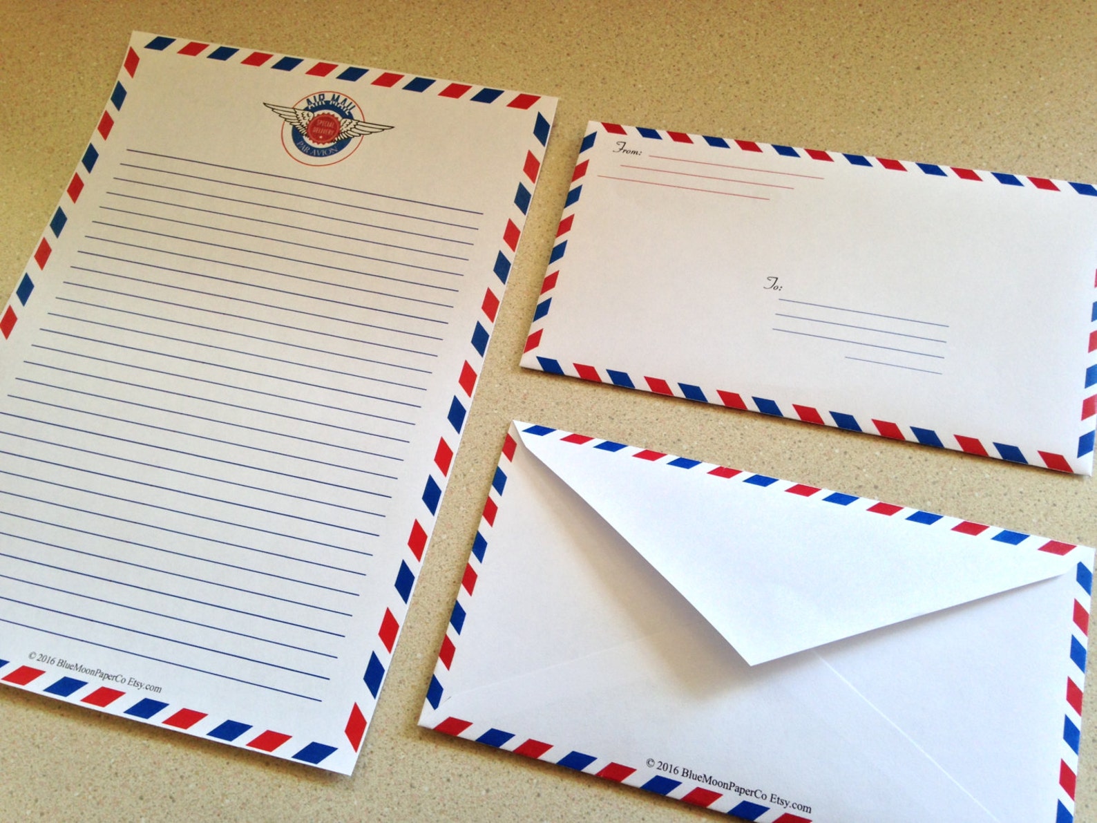 Airmail Stationery Set With A1 Envelope digital Download Etsy