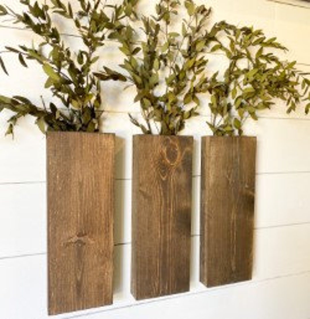 Single Wooden Wall Vase. Single Wooden Wall Planter. Wall Decor