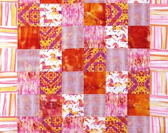 Tie Dye Horse Baby Blanket, Nursery, Girls Tie-Dye, Colorful Toddler Blanket, Snuggle Blanket, Wild Horses Bedding, Boho Throw, Patchwork